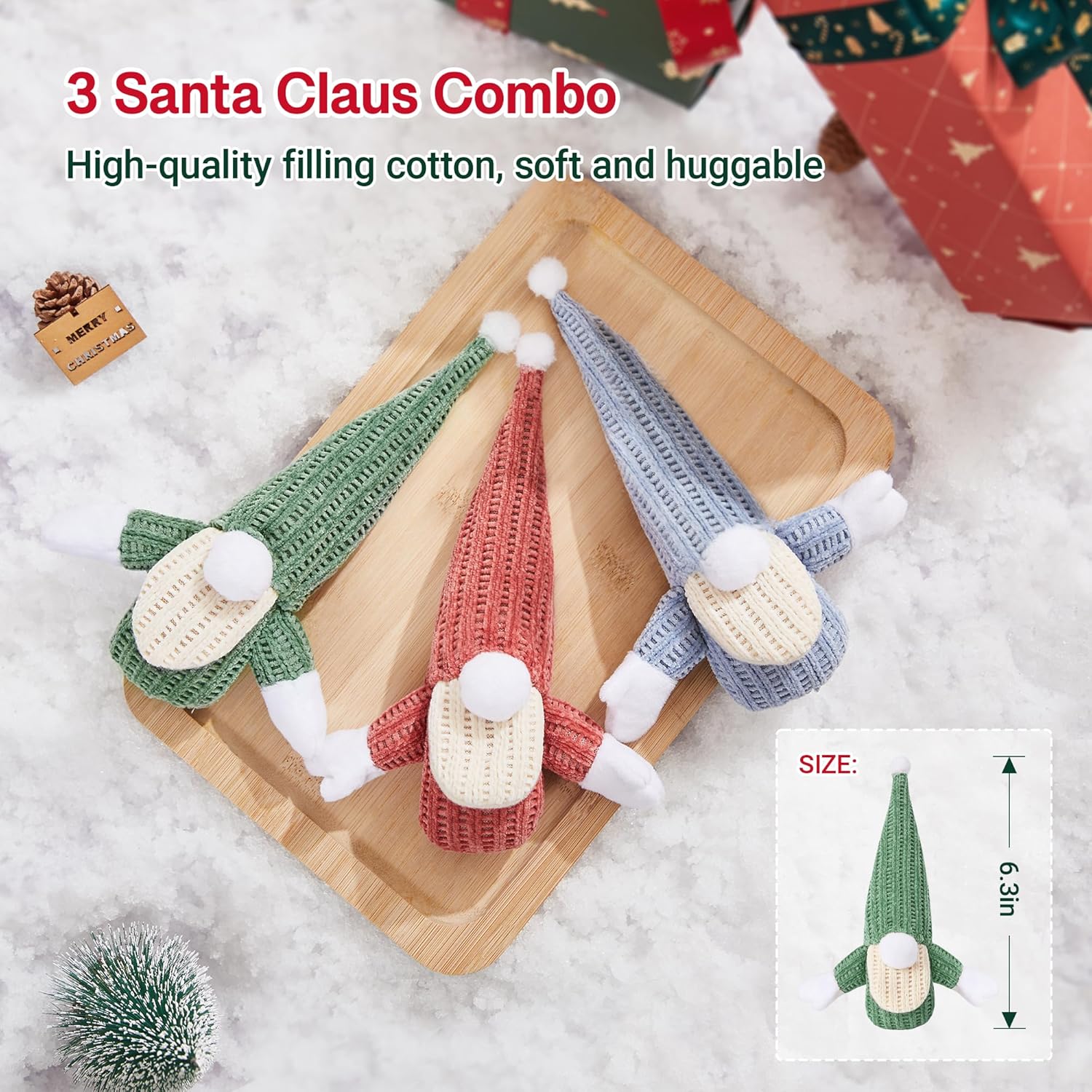 Cat playing with festive Santa Claus kicker toy