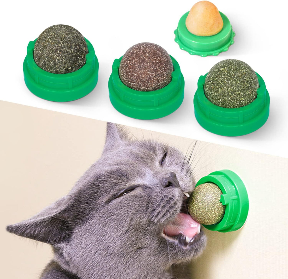 Four flavor catnip wall balls for kittens and adult cats