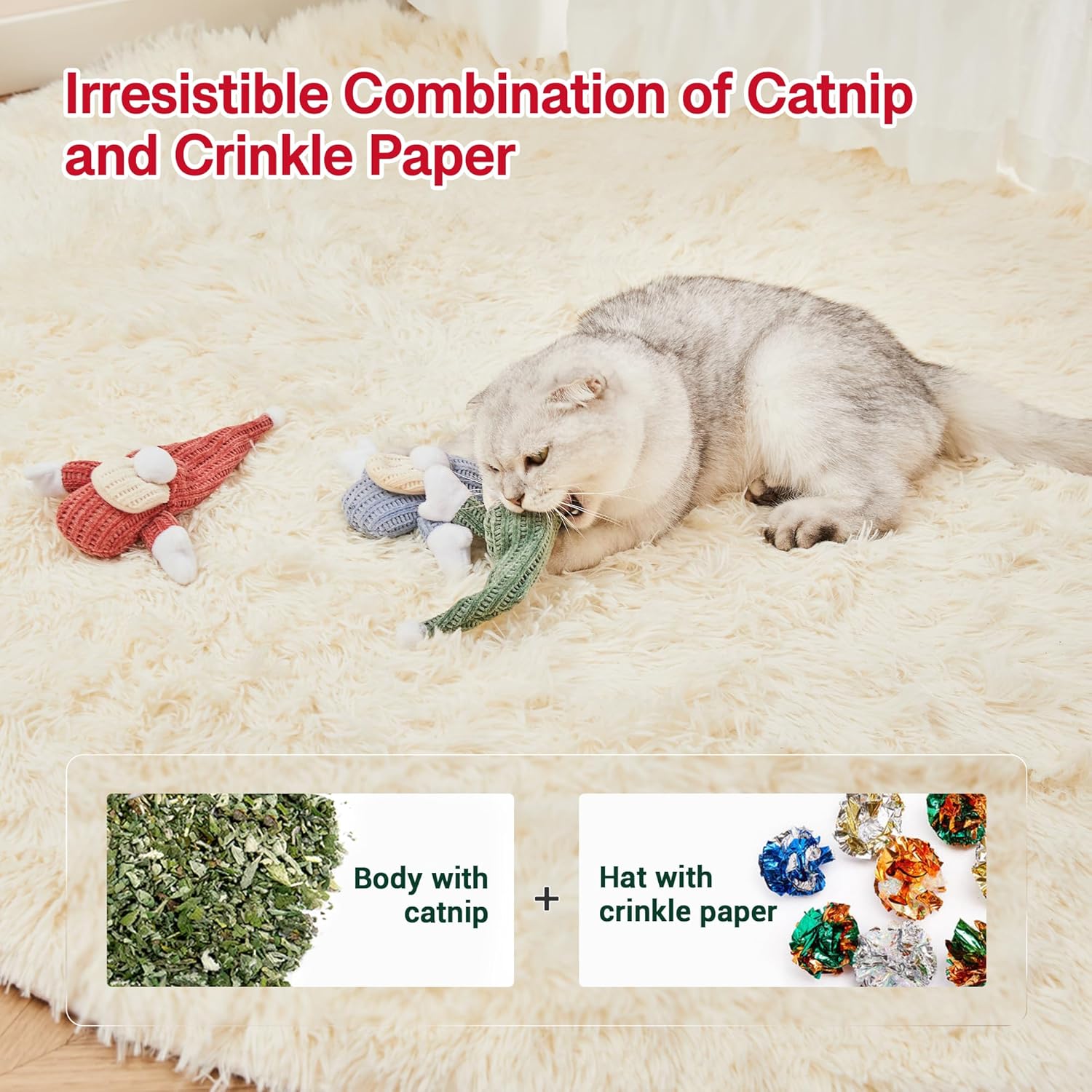Holiday cat toy filled with organic catnip and silvervine