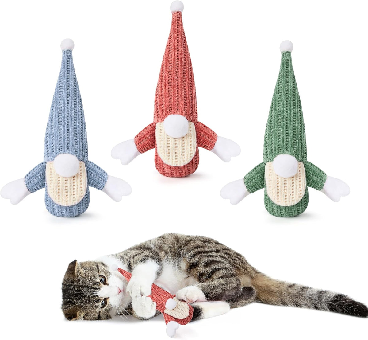 Ovista Christmas catnip toys three-pack Santa design
