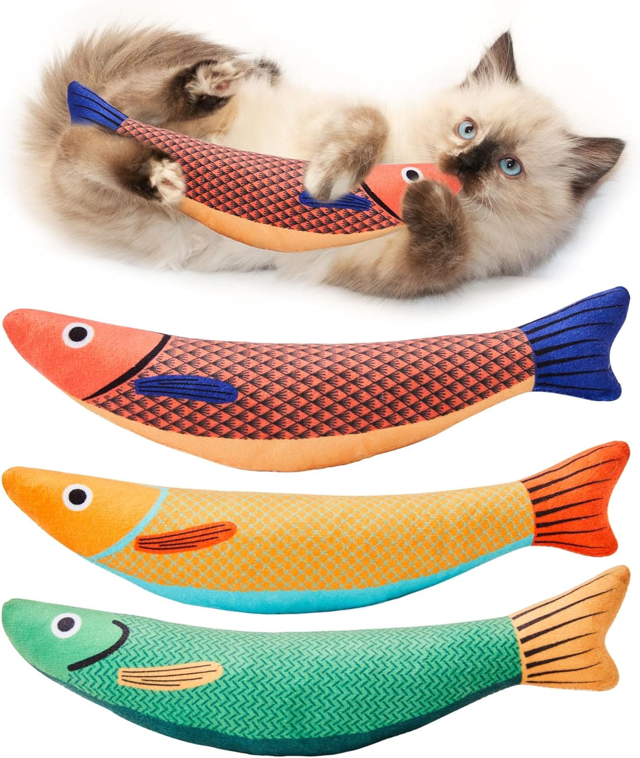 Ovista catnip fish toy pack of three for cats