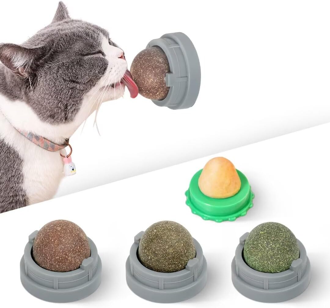Ovista edible cat wall toys rotating while being licked