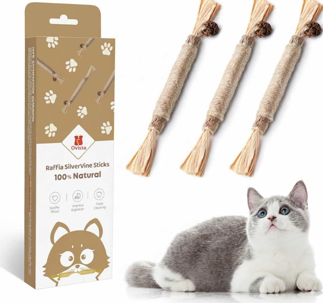 Ovista natural silvervine cat chew sticks pack of three