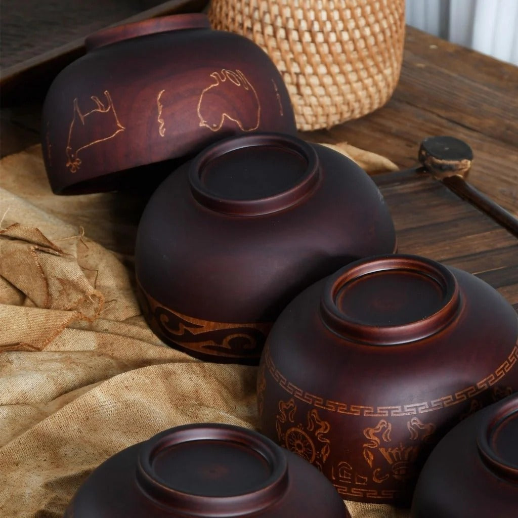 Side View of Hand-Carved Arden Bowl