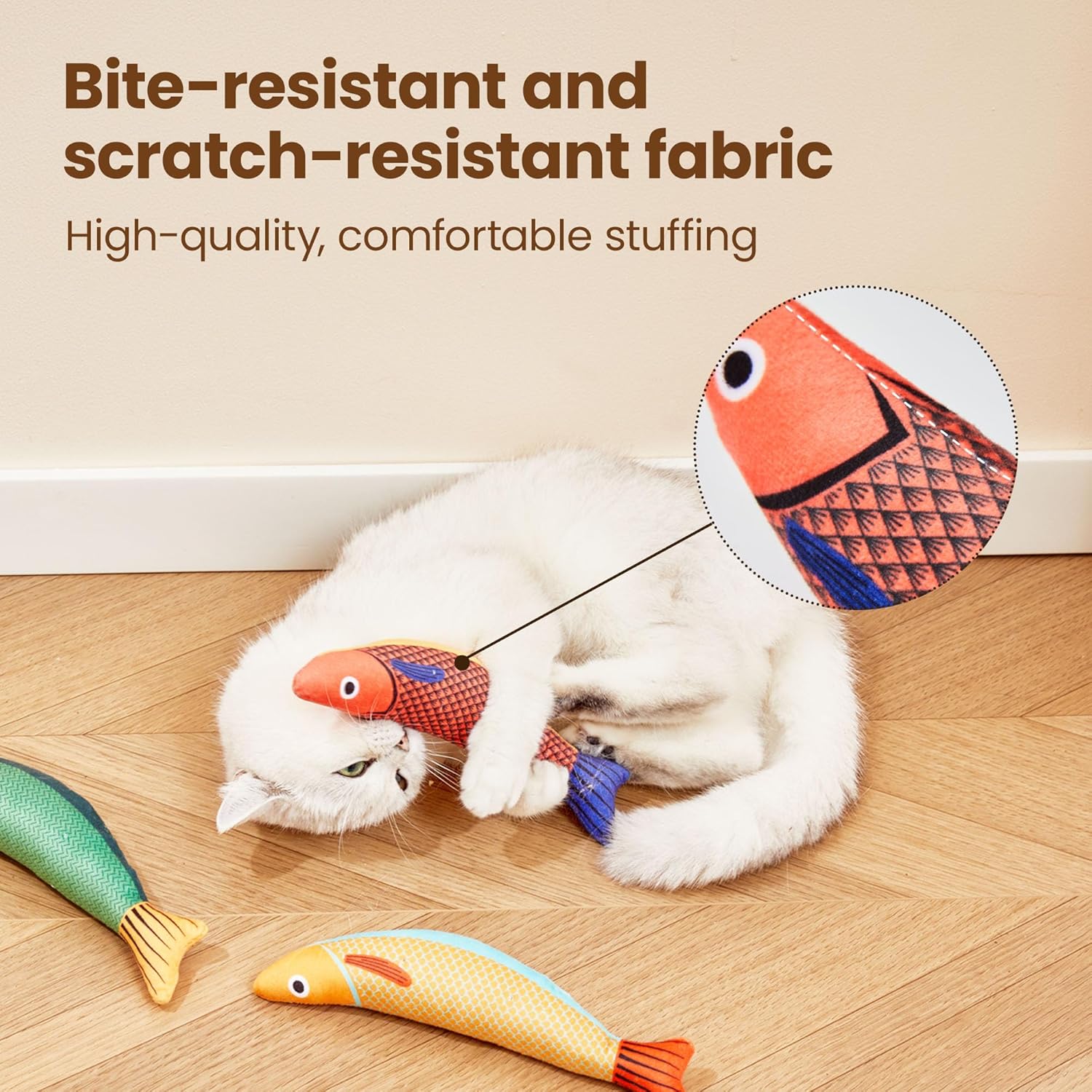 Soft plush cat kicker toy with organic catnip